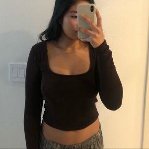 ZARA brown long sleeve top